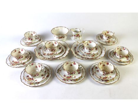 Thirty one pieces of Paragon floral patterned tea ware, each piece with gilt rim, 2 large plates 9 plates 9 cups 9 saucers, s