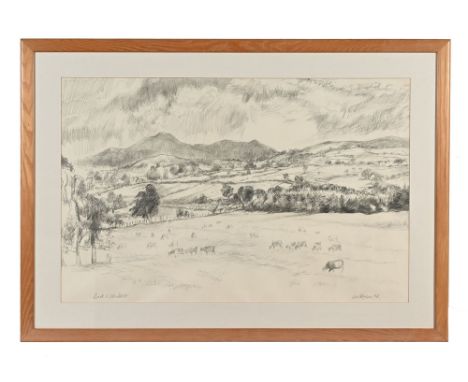 Bill Wilkinson, pencil drawing of "The Back of Skiddaw", signed Bill Wilkinson '98.  95 x 62 cm in glazed frame.