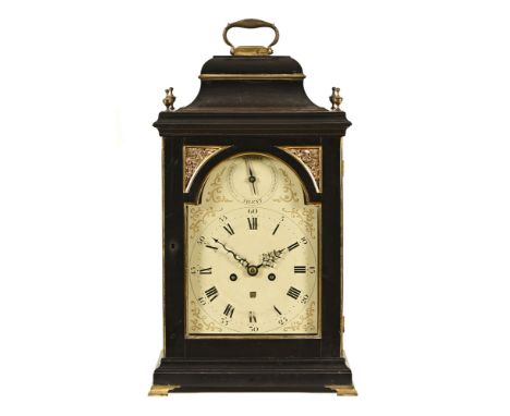 A George III bracket clock by Abraham Bernard Bristol, with twin fusee movement, arched dial, date aperture and engraved back