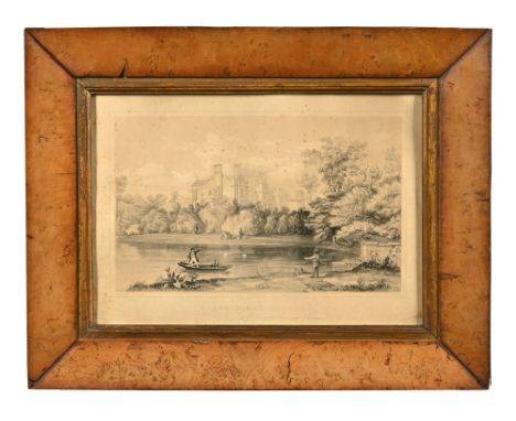 A 19th century lithograph Greystoke Castle, after Walker.  Image size 23 cm x 37 cm in original walnut frame.