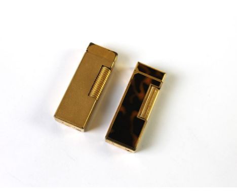 A Vintage Dunhill imitation tortoiseshell lighter, with Dunhill gold coloured lighter.
