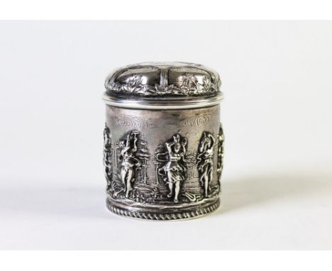A Victorian embossed silver tea caddy, 1895 Thomas Hayes.  Weight 168 grams, height 9 cm.   CONDITION REPORT:  The caddy is i