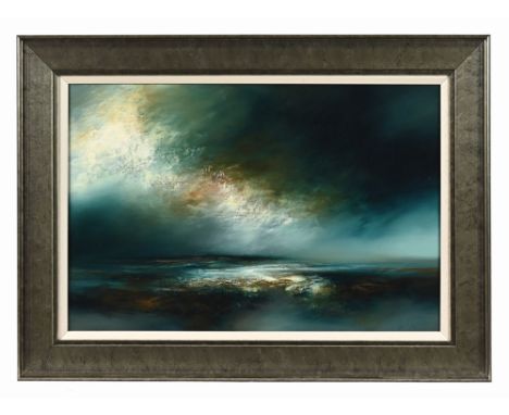 Kirstie Cohen (Scottish born 1963), oil on canvas "Seascape", signed bottom right.  39 x 59 cm, framed, 