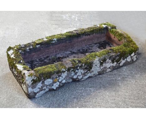 A large 19th century rectangular sandstone trough.  Height +/- 24 cm, width 46 cm, length 105 cm.