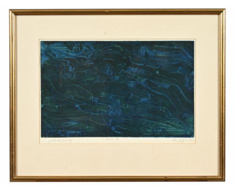 Ken Longcake, an etching on steel "Forest 2", proof 28 x 44 cm, framed and mounted.