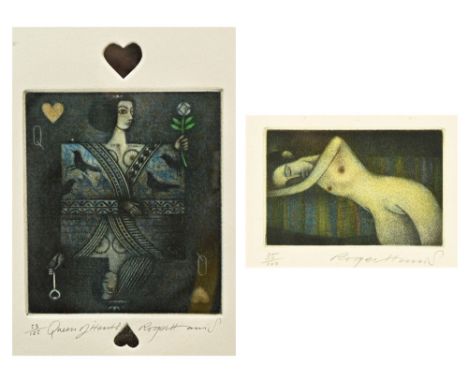 Roger Harris, a signed limited edition print "Queen of Hearts", 53/125, image size 18 x 11.5 cm, and with embossed butterfly 