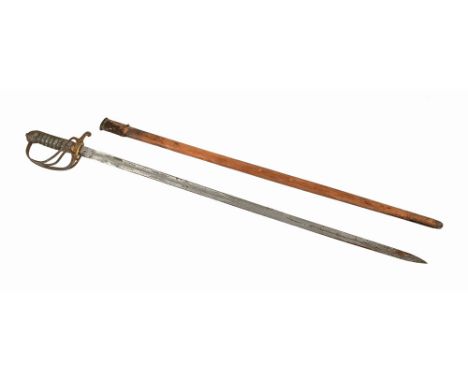 A First World War Royal Artillery officer sword by J R Gaunt & Son Ltd, with shagreen grip and with scabbard (leather cover m