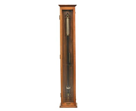 A cased laboratory barometer, with thermometer by Standley Belcher & Co Birmingham, in glazed mahogany case.  Overall height 