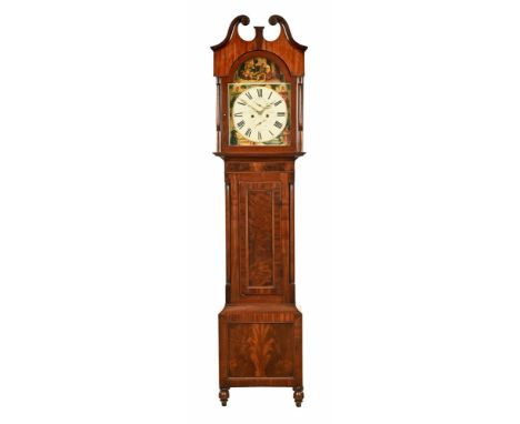 Robert Williamson of Falkirk a longcase clock, with painted dial decorated with Tam O Shanter and the four seasons, with eigh
