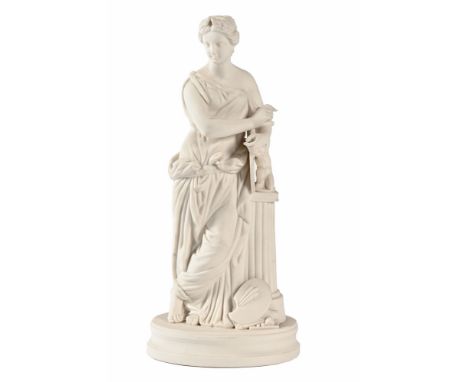 A 19th century Parian ware figure, a standing female artist.  Height 33 cm (see illustration).   CONDITION REPORT:  The figur