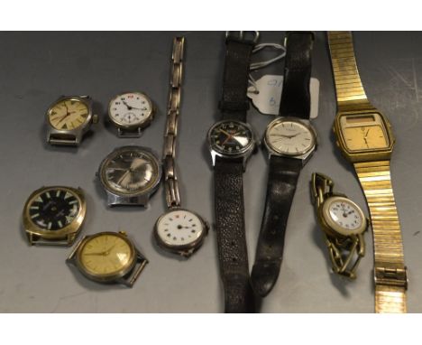 Watches - a vintage lady's ornema mother of pearl and base metal wristwatch; others including Tissot, Nenmark, Timex, Sorag e