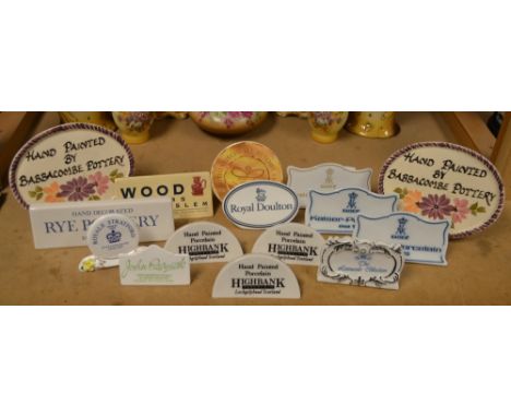 Porcelain and pottery manufacturers Point of Sale plaques inc. Royal Doulton, Goebel, Rye etc. (16) 