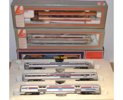 Lima OO Gauge locomotives and rolling stock, comprising CC40101 SNCF diesel locomotive;  a 9057W car transporter;  an Amtrak 
