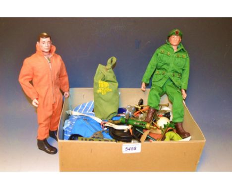 An early actionman; another, army uniform and kit, with tent; accessories; etc