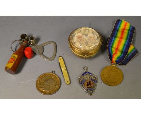 Medals- silver (2); lady's compact etc. 