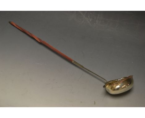 A George III silver toddy ladle, apparently unmarked, c.1775