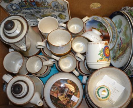 Ceramics- a Denby stoneware coffee and cream banded part table service; a Royal Worcester Queen Mother pill box; a Prattware 