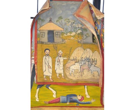 Ethiopian School (20th century), a canvas, painted with Ethiopian forces, assisted by St George in the Battle of Adwa, 90cm x