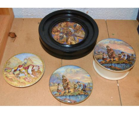 A collection of four Prattware pot lids