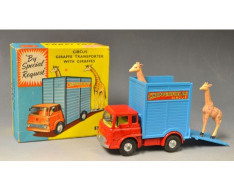 Toys and Juvenalia - Corgi Toys, a die-cast scale model, Circus Giraffe transporter with Giraffes, number 503, boxed