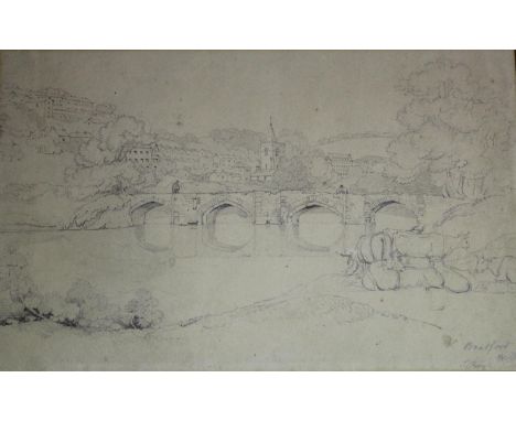 SAMUEL PROUT (1783-1852) BRADFORD ON AVON, WILTSHIRE Signed and inscribed Bradford/ Wilts, pencil 19 x 30.5cm.; with two mari