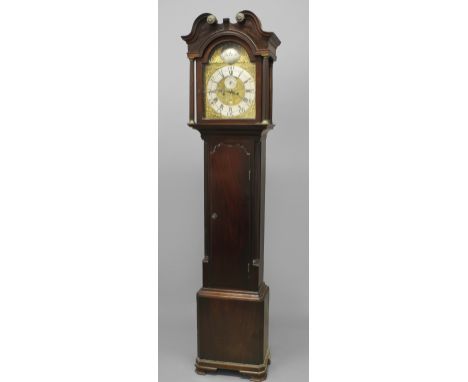 A GEORGE III MAHOGANY LONGCASE CLOCK SIGNED ALLAN HONU,&nbsp;the brass dial with silvered chapter ring with Roman numerals, t