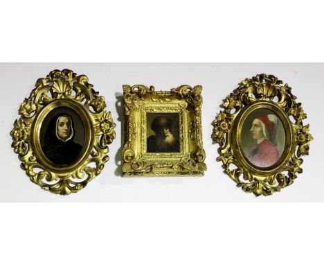 FLORENTINE SCHOOL, 19th CENTURY PORTRAIT OF DANTE ALIGHIERI (after GIOTTO); A BENEDICTINE MONK Two, oil on board, oval, in si