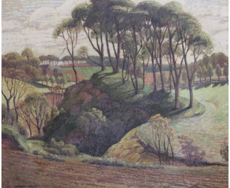 •ANDREW HEALEY HISLOP (1887-1954) LANDSCAPE NEAR EDINBURGH Signed, also signed and inscribed with title verso, oil on ply pan