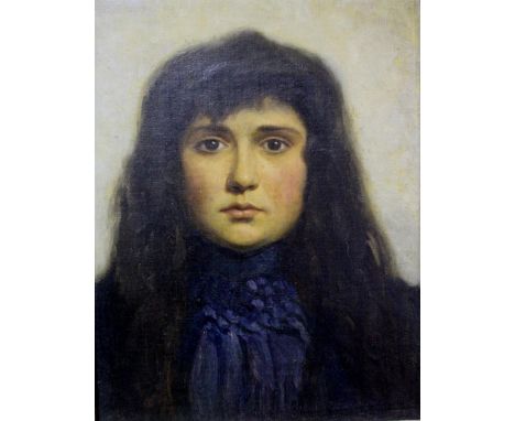 FRANK STANLEY OGILVIE (1858-1937) PORTRAIT STUDY OF A GIRL Signed and dated 1889 and indistinctly inscribed on a label verso,