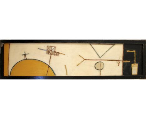 BRITISH SCHOOL, Circa 1955-1965 UNTITLED: ABSTRACT Oil on thin panel 50 x 184cm including integral frame ++ Some slight surfa