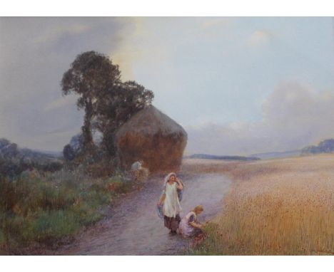 JOHN WHITE (1851-1933) OLD AND YOUNG, HEAVITREE Signed, watercolour and bodycolour 25 x 35cm. ++ A little light-staining in t