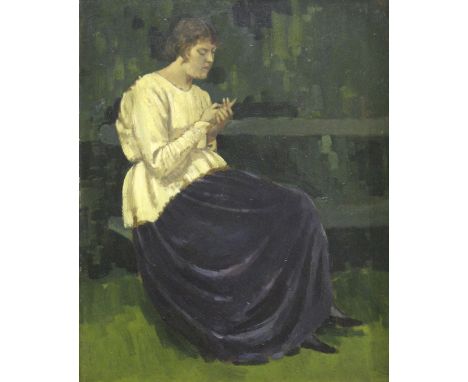 DERWENT LEES (1884-1931) LYNDRA IN A WHITE SMOCK Oil on panel 40 x 32cm. Provenance: London, The Fine Art Society Ltd, July 1