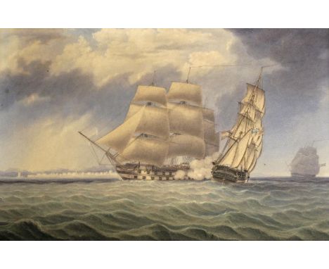 CIRCLE OF WILLIAM &amp; JOHN CANTILOE JOY (1803-1867; 1806-1866) AN ANGLO-SPANISH ACTION Watercolour 34.5 x 53cm.; with a sep