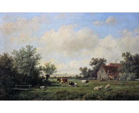 ANTHONIE JACOBUS VAN WIJNGAERDT (1808-1887) PASTORAL SCENE; FIGURES IN A MEADOW Two, both signed, oil on panel 23 x 35.5cm. a
