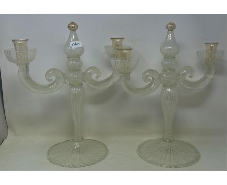 A pair of Murano glass candelabra, 36 cm highno chips cracks or restpration 