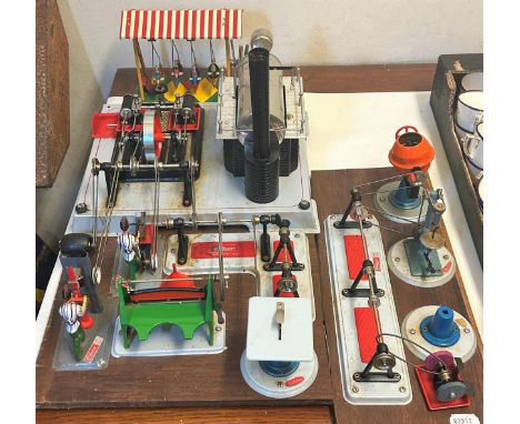 A Wilesco steam engine, powering various tools and a fairground ride (3) 