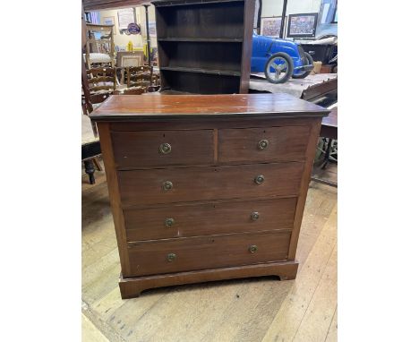 A mahogany chest, having two short and three long drawers, 117 cm wide, and a camphorwood and brass bound trunk, with a doubl