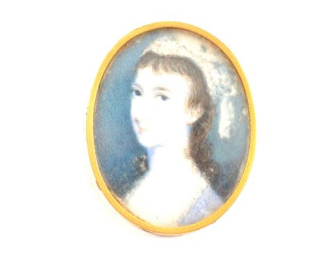 Provincial School, circa 1770, Young lady in a lace cap, oval portrait miniature, 4 x 3.2cm overall.Ivory Act 2018 Registrati