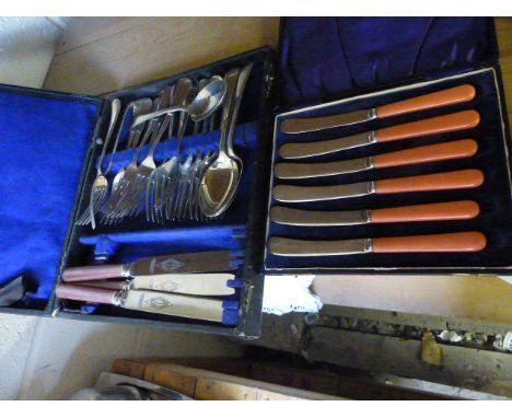 Two cased silver plated flatware sets