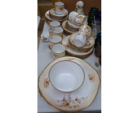 Extensive porcelain tea service with floral decoration 