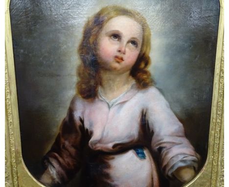 19th century oil on canvas, portrait of a child, unsigned, 30" x 25", framed 