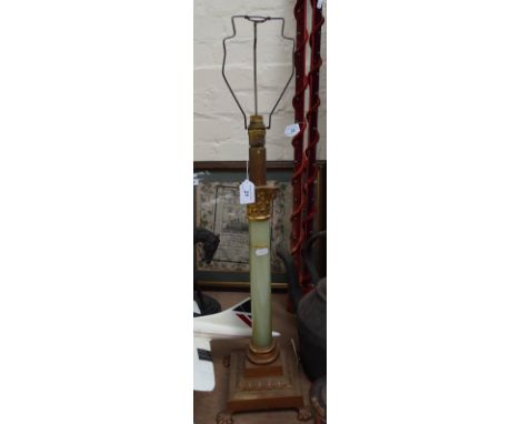 A gilt-brass and onyx Corinthian column table lamp, height excluding fitting 18.5" 