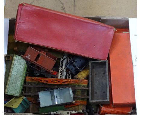 Tinplate railway wagons, a Chad Valley carriage etc 
