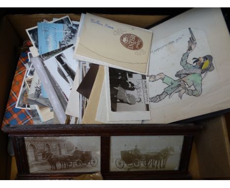 Vintage photographs postcards and ephemera, and a 35mm Cannon camera 
