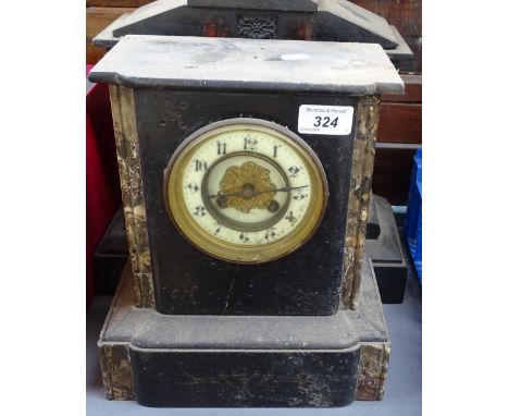 2 Victorian slate-cased architectural mantel clocks 