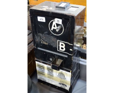 A Vintage AB telephone coin box, height 18" 