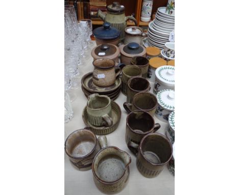 A coffee set, Lower Down pottery, David Leach containers etc 