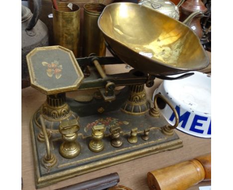 A set of Victorian painted cast-iron grocer's balance scales