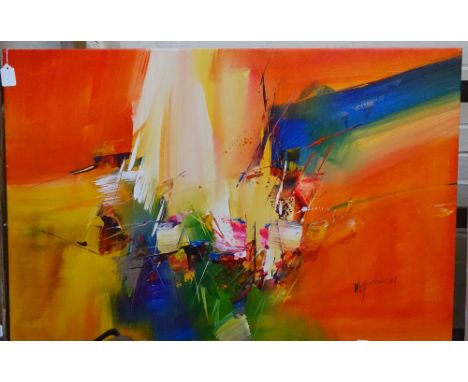 Wilkinson, unframed acrylics on canvas, abstract study, width 36" 