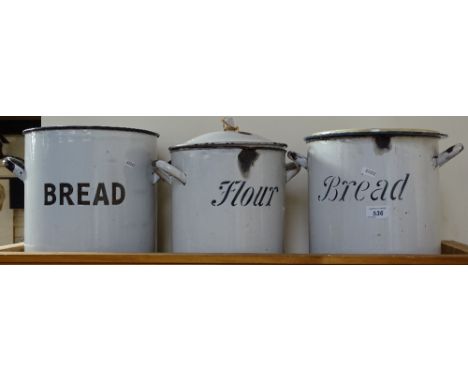 3 Vintage enamel storage tins 